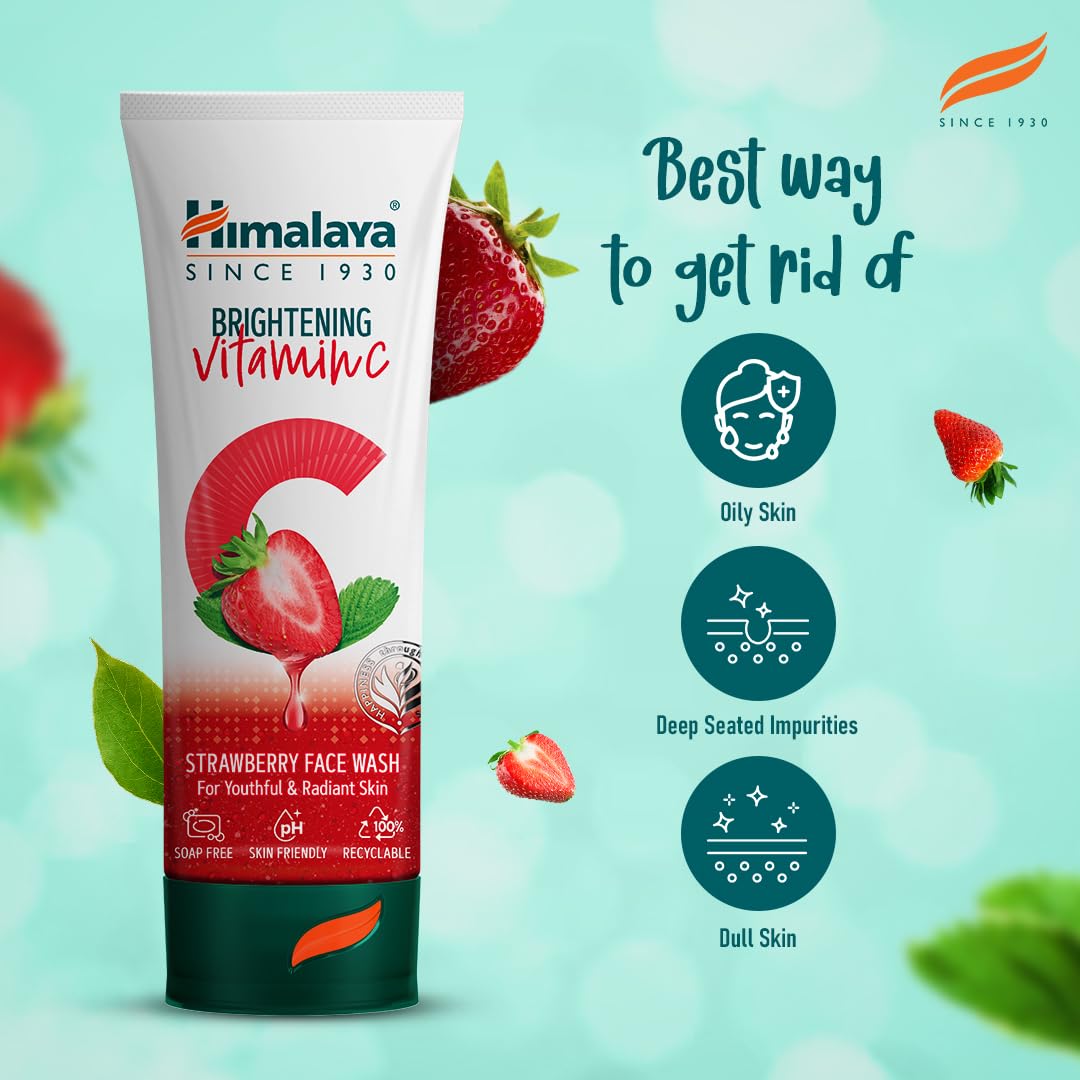 Himalaya Vitamin C Strawberry Face Wash 100 Ml / ஹிமாலயா விட்டமின் C ஸ்ட்ராபெரி 100ML